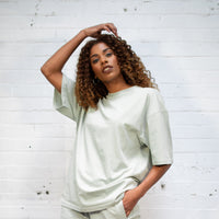 Plant Dyed Organic Oversized Tee in Olive Green