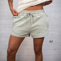 Plant Dyed Women's Organic Cotton Shorts in Olive Green