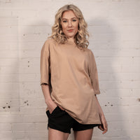 Plant Dyed Organic Oversized Tee in Tan