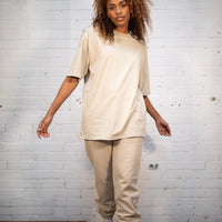 Plant Dyed Organic Cuffed Joggers in Sand