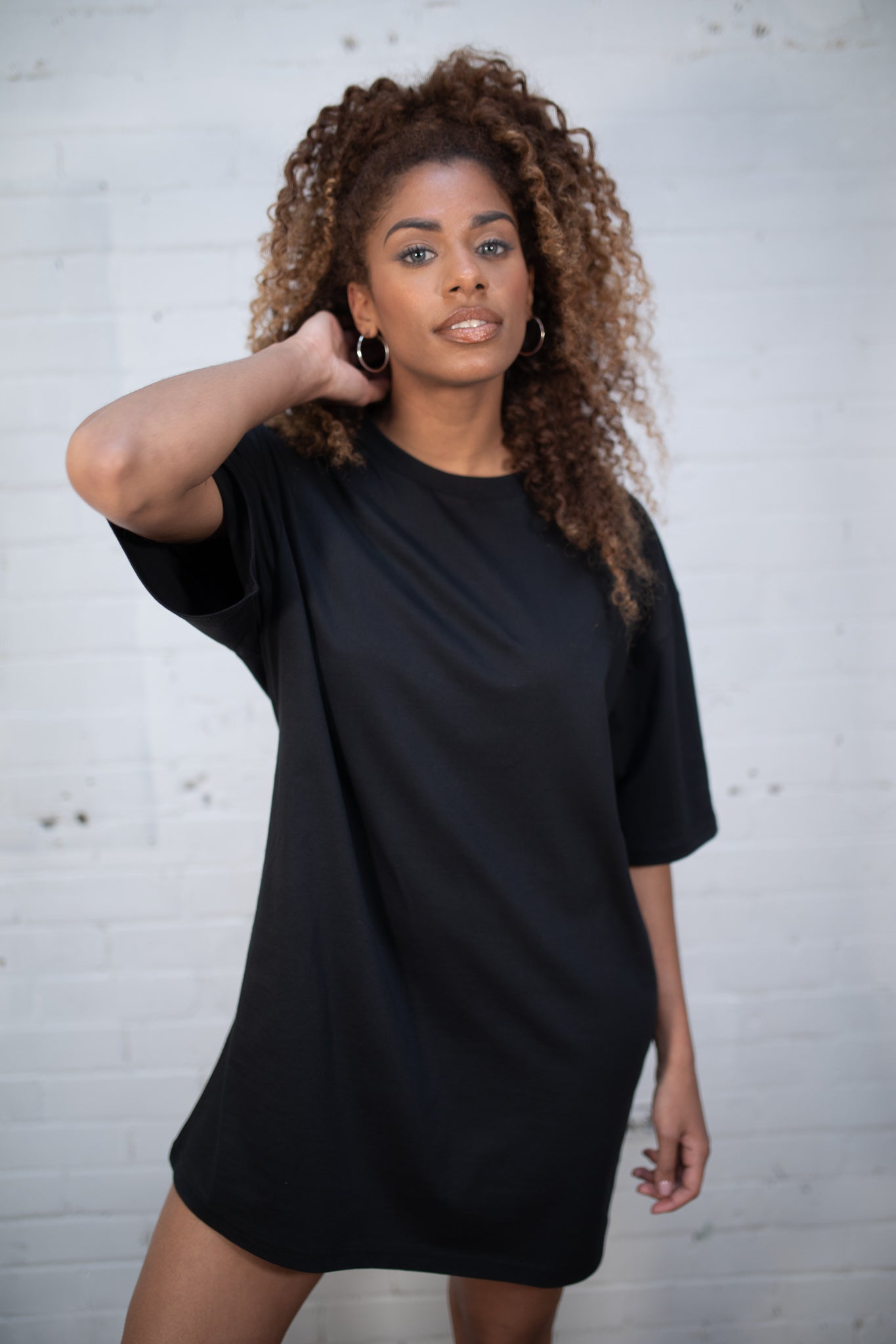 Oversized T Shirt Dress in Black 100% Organic Cotton – TOBEFRANK