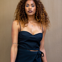 Cady Strap Crop Top in Black