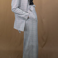 Stanton Wide leg Trouser in Grey Check