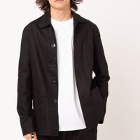 Mens Lightweight Organic Twill Medgar Jacket in Black.
