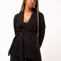 Bety Tie Waist Blazer in Black