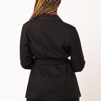 Bety Tie Waist Blazer in Black