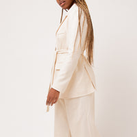 Bety Tie Waist Blazer in Cream