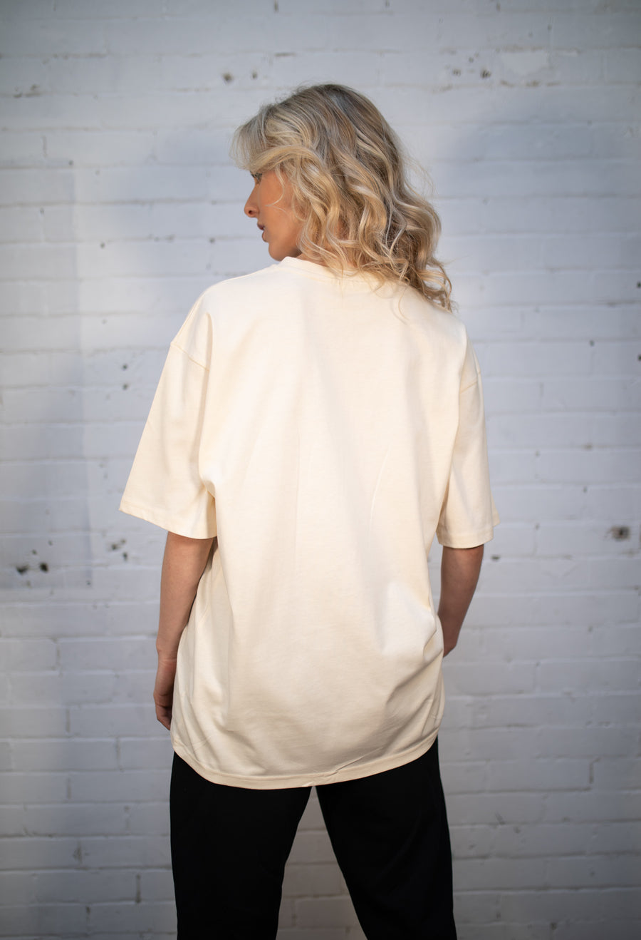 Plant Dyed Organic Oversized Tee in Cream