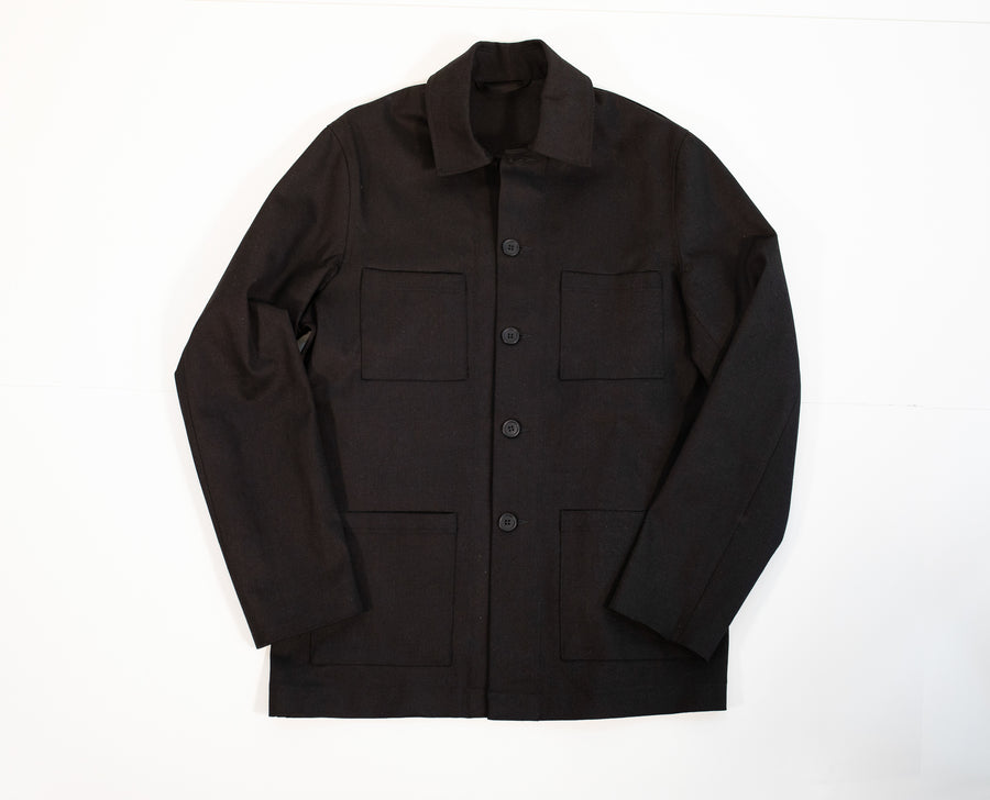 Mens Lightweight Organic Twill Medgar Jacket in Black.