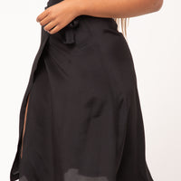 Silk wrap Hurst skirt in Black.
