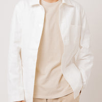 Mens lightweight Organic twill Medgar jacket in cream.