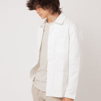 Mens lightweight Organic twill Medgar jacket in cream.