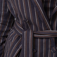 Bety Tie Waist Blazer in Navy Pinstripe